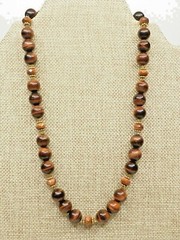 A26) Beautiful Red Tiger Eye and Goldstone Gemstone Necklace