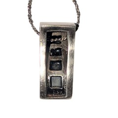 925 Sterling Onyx Pendant Necklace 20 in. Milor Silver Chain Modern Minimalist