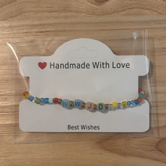 Handmade Multicolor Stretch Beaded Bracelet «WWJD» Letter Beads (about 18cm)