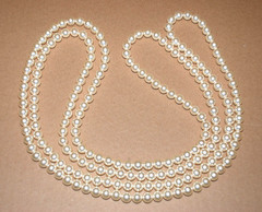 Faux PEARL Bead Necklace Classic Cream 46″ Long Single Strand Vintage 1970’s