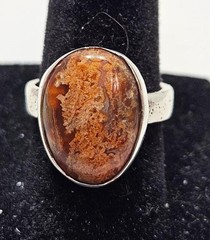 Vintage Artisan Silver Montana Moss Agate Ring Size 6.5