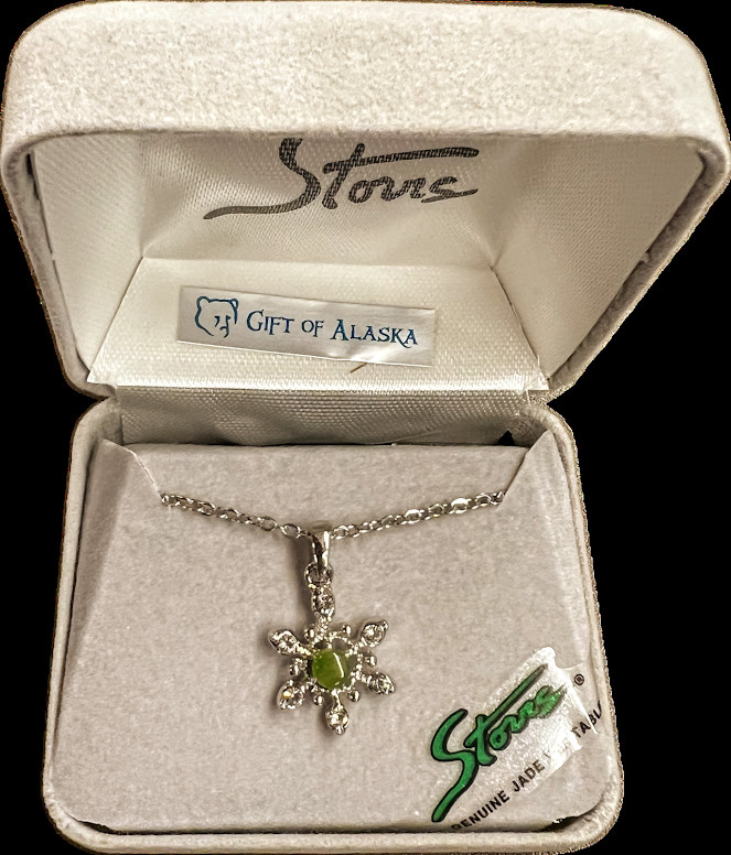 STORRS STERLING 6 STONE STAR WITH GENUINE JADE PENDANT 16″ Chain – Alaska Gifts