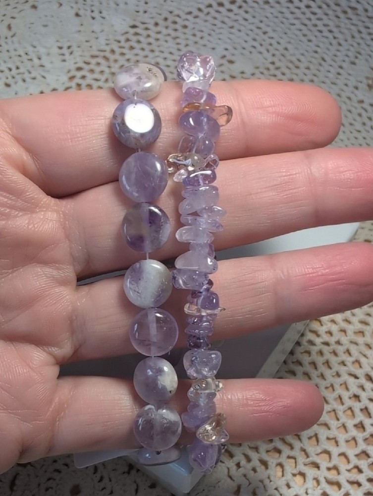 Stretch Bracelet Set, Amethyst And Ametrine