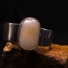 One-Off Lightning Ridge White Opal 2.00 ct 925 Silver Men’s Ring Size US 10
