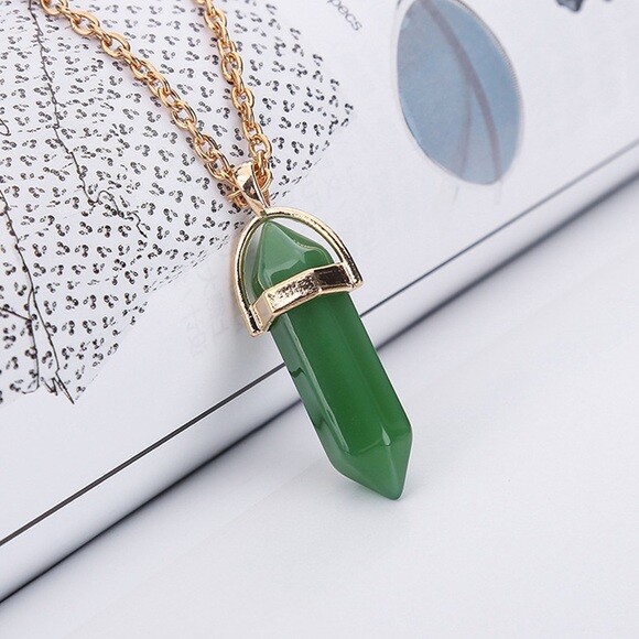 Green Quartz Necklace Plated with gold over Sterling silver 16-18″