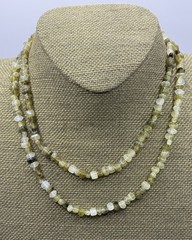 Vintage Green & Green & White Beaded Hand Strung Necklace