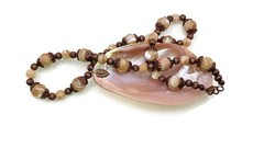 Large Spectacular Carved MOP Pendant Necklace