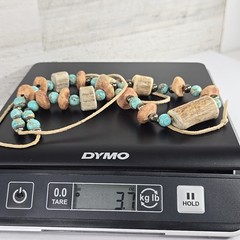 Handmade Tribal Boho Necklace Turquoise Beads Bone Horn Discs Rustic Natural….