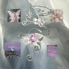Handmade Moonlight Wings Armcuff Silver Fairycore Celestial Moon Star Bracelet