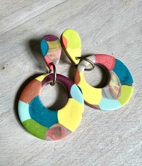 Statement Earrings Polymer Clay Earrings Handcrafted Artwork Multicolor