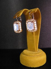 MARIANA JEWELRY EARRINGS SWAROVSKI CRYSTALS EMERALD CUT WHITE PINK OPAL Gift