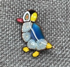 Puffin Pin Brooch Fused Glass Colorful Enamel 1.25” Penguin Zoo Alaska Wildlife