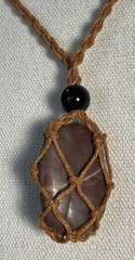 Beautiful Polished Natural Formed Wishing Stone Pendant On Woven Cord Necklace