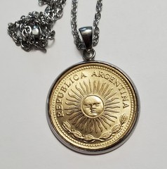 1970s Argentine 10 Peso Coin Pendant, Necklace