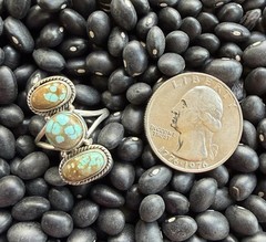 Sterling Silver Native Style SW Genuine No. 8/Mine 8 Turquoise 3 Stone Ring