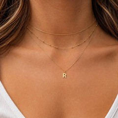 Initial Block Letter Pendant 14k Solid Gold Yellow White Rose Monogram Necklace