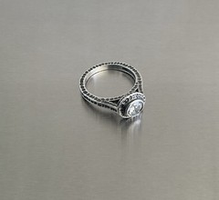 Silpada Retired R2076 Perfect Bliss CZ Solitaire Ring 925 Hammered Design Size 8