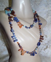 VINTAGE SEMI-PRECIOUS GEMSTONE ENDLESS STRAND NECKLACE 48″ LONG