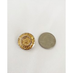 GIVENCHY Coin Logo Embossed Gold Plated Clip On Earrings Greek Key Border 1980s