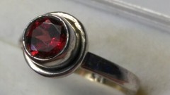 CUTE UNTREATED NATURAL GARNET IN STERLING SILVER RING SIZE 6.5-6.75!