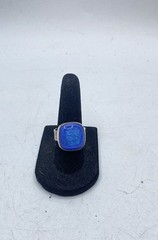 Sterling Silver 925 Blue Dichroic Glass Cushion Statement Ring Size 5.5 7.6g