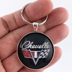 Vintage Chevelle Chrome V Flag Formation Badge Emblem 1.2 Diameter Keychain