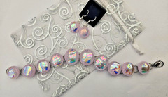 Handcrafted Fused Multicolor Dichroic Glass Cabochon Bracelet/ Bonus Earrings