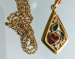 Vintage 1980’s Heart Pendant with its Choker Chain 40 cm