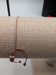 Rose Gold Tone Pressed Flower Hexagon Bolo Slider Bracelet Handmade Artisan