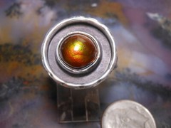 Sterling Silver and Slaughter Camp AZ Fire Agate Gem ring sz 10 3/4 D102