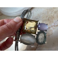 Chico’s Statement Necklace, Pastel Stones, Corded Chain, Boho, Lagenlook