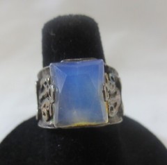 Sterling Silver 925 Blue Moonstone Ring Sz 5.75 faceted 14ct
