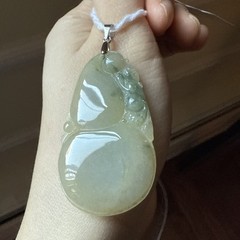 Untreated Grade A Burma Myanmar Jadeite Pendant 純天然翡翠A貨 老坑冰種葫蘆 種水極好 Certified