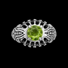 Peridot Engagement Ring • 925 Sterling Silver • August Birthstone