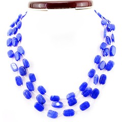Earth Mined ENHANCED Sapphire 3 Strand Oval Beads Necklace – Office Wear