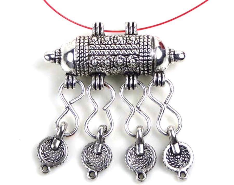 40x50mm Antique Silver Pewter Slide Pendant Dangle Connector 2mm cord