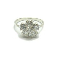 Stylish Sterling Silver Ring Solid 925 Flower With Cubic Zirconia Handmade