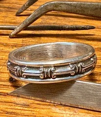 Greek Pillars Patterns Band Ring 999.Pure Fine Silver Bold, Pillars Design