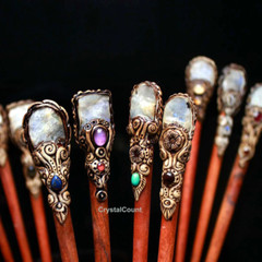 Moonstone Druzy Stick Polymer Clay Hair Sticks Hair Accessories Gift For Her