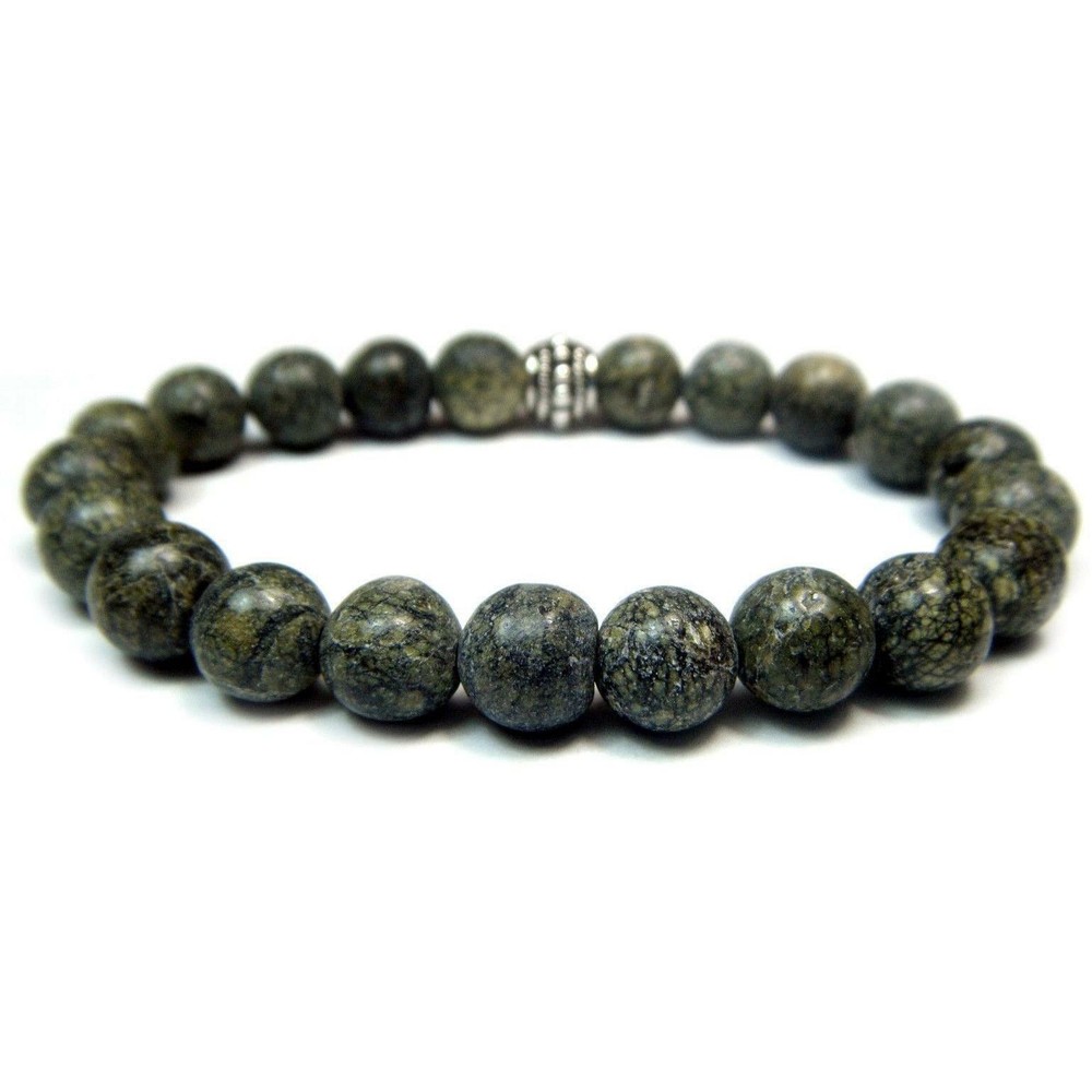 Serpentine 8mm Round Crystal Bead Bracelet with Description Card