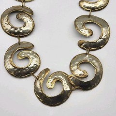 Fabulous Artisan Mixed Metals Spiral link necklace Hand made hammered unsigned