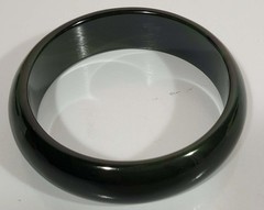 Vintage Natural Nephrite Jade Bangle Dark Green Black Veining 69grams 2cm