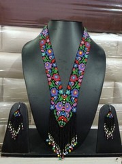 Boho Beaded Handmade Seed Bead American Ukrainian traditional Necklace Earrings