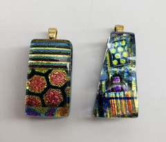Dichroic Glass Pendant set of 2 Glass Measures 1-1.25in Stunning