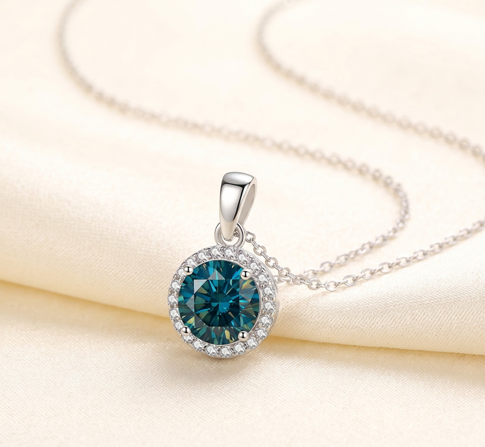 3.60 Ct Certified Blue Diamond Pendant -Great Shine & Bling ! FREE Studs