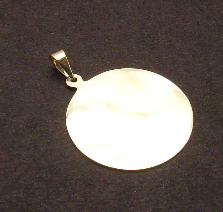 25mm 1″ ENGRAVABLE REVERSIBLE DISC CHARM PENDANT REAL SOLID 14K YELLOW GOLD