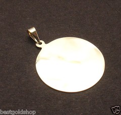 25mm 1″ ENGRAVABLE REVERSIBLE DISC CHARM PENDANT REAL SOLID 14K YELLOW GOLD