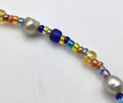 Mother Of Pearl Heart Necklace Cultured Pearl Multicolor Glass Seed Bead 18 In