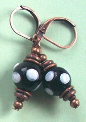 Black & White SPOTTED «Polkadot» Lampwork Leverback Choose SP or Copper XLW