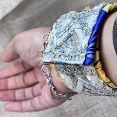 Artisan OOAK Moroccan Inspired Handmade Embellished Cuff Bracelet Embellished 7’